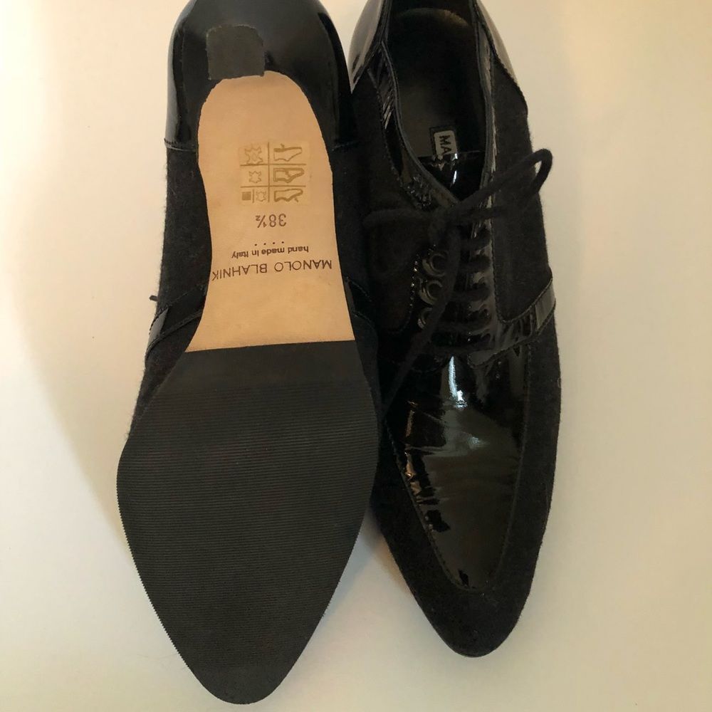 🆕 [Manolo Blahnik] Manolo Blahnik Black Kitten Heel Pumps Pointed Toe Sz: 8 - Picture 3 of 8